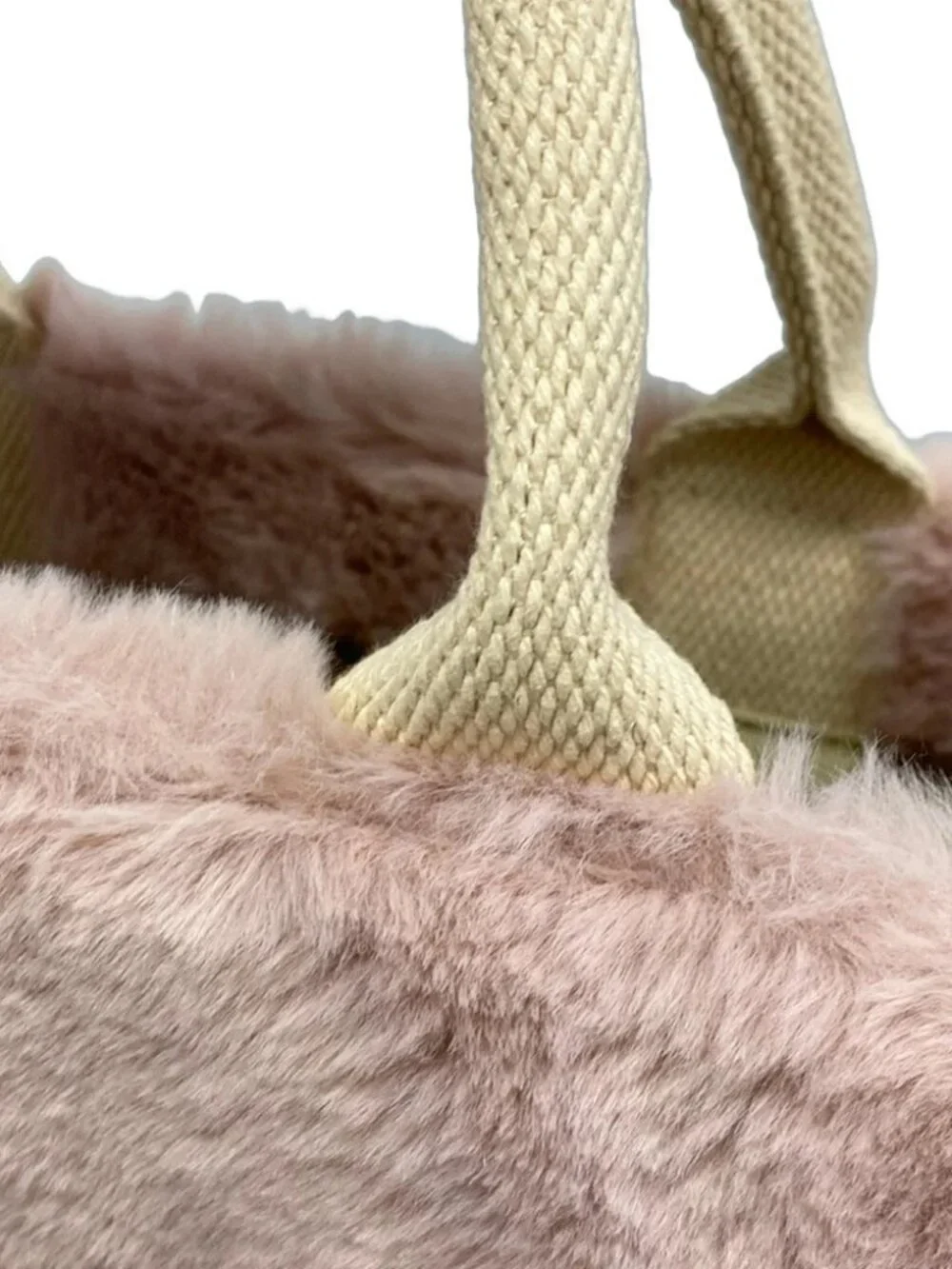 MARNI SHMP0077U6 Pink Cream Fake Fur Canvas Tote Bag